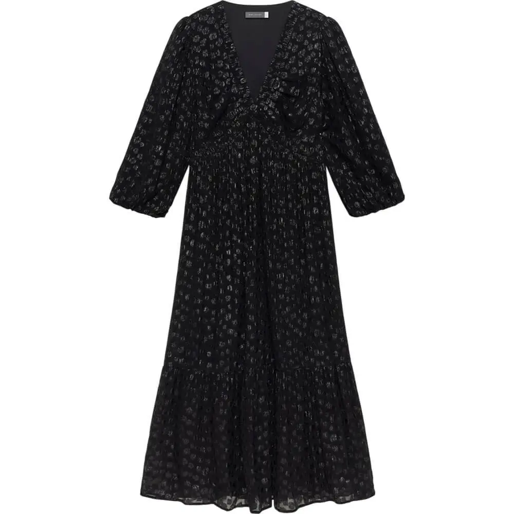Mint Velvet Black Jacquard Maxi Dress